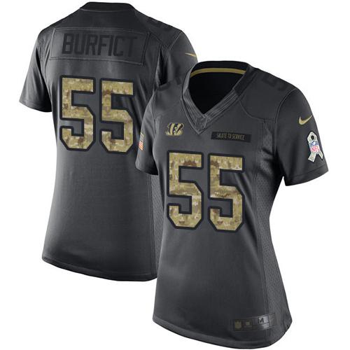 Nike Bengals #55 Vontaze Burfict Black Women's Stitched NFL Limited 2016 Salute to Service Jersey - Click Image to Close